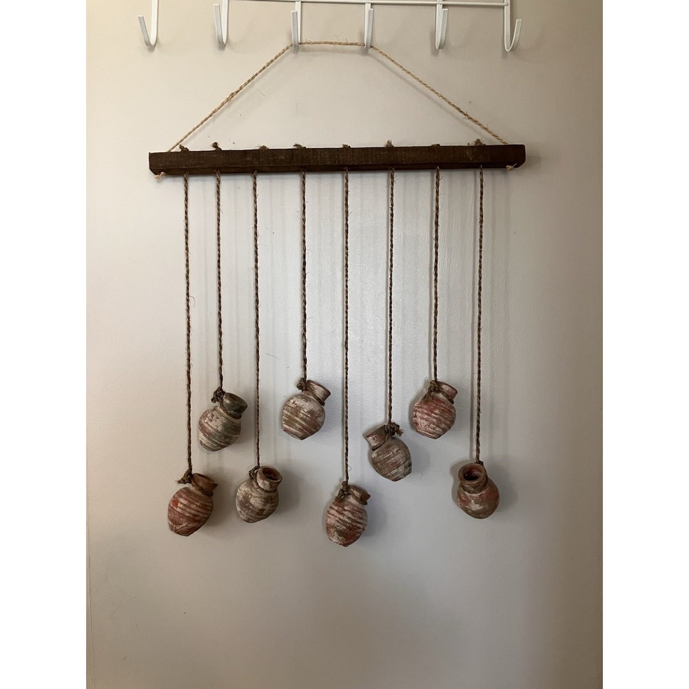 Rustic Hanging Clay Pots Wall Décor Mini Marks Southwest Farmhouse - Picture 1 of 6